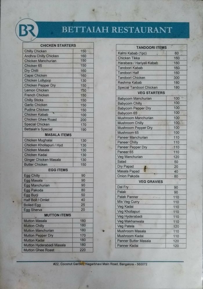 menu