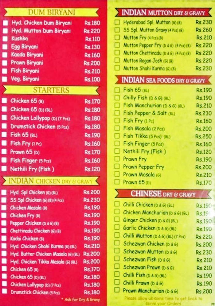 menu