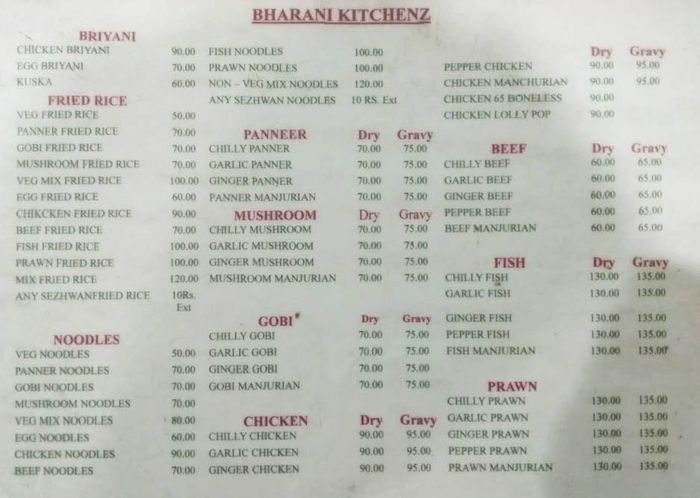 menu