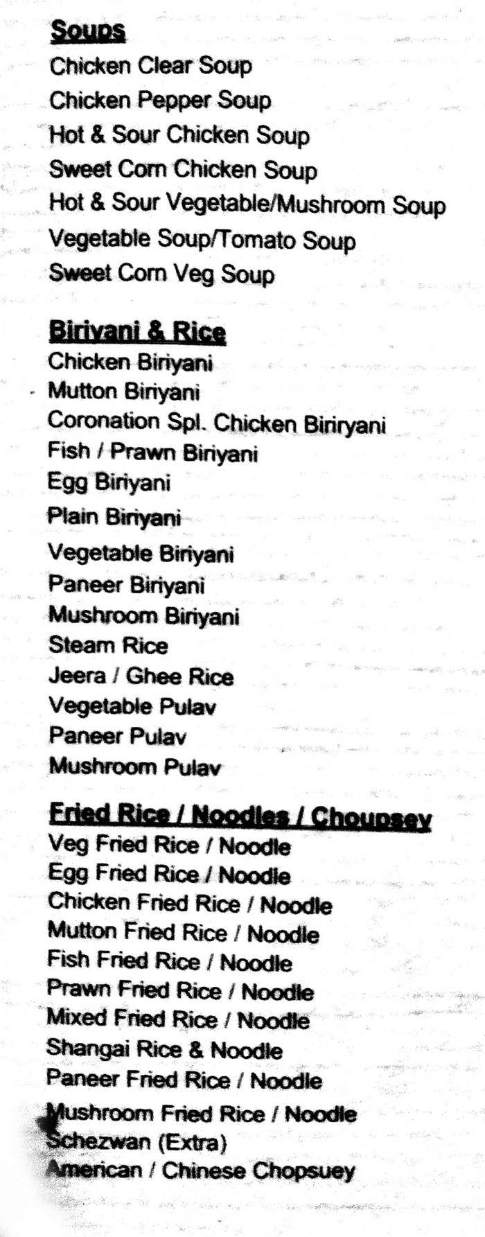 menu