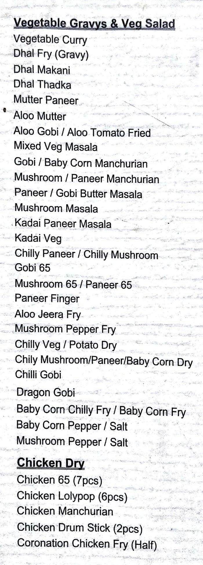 menu