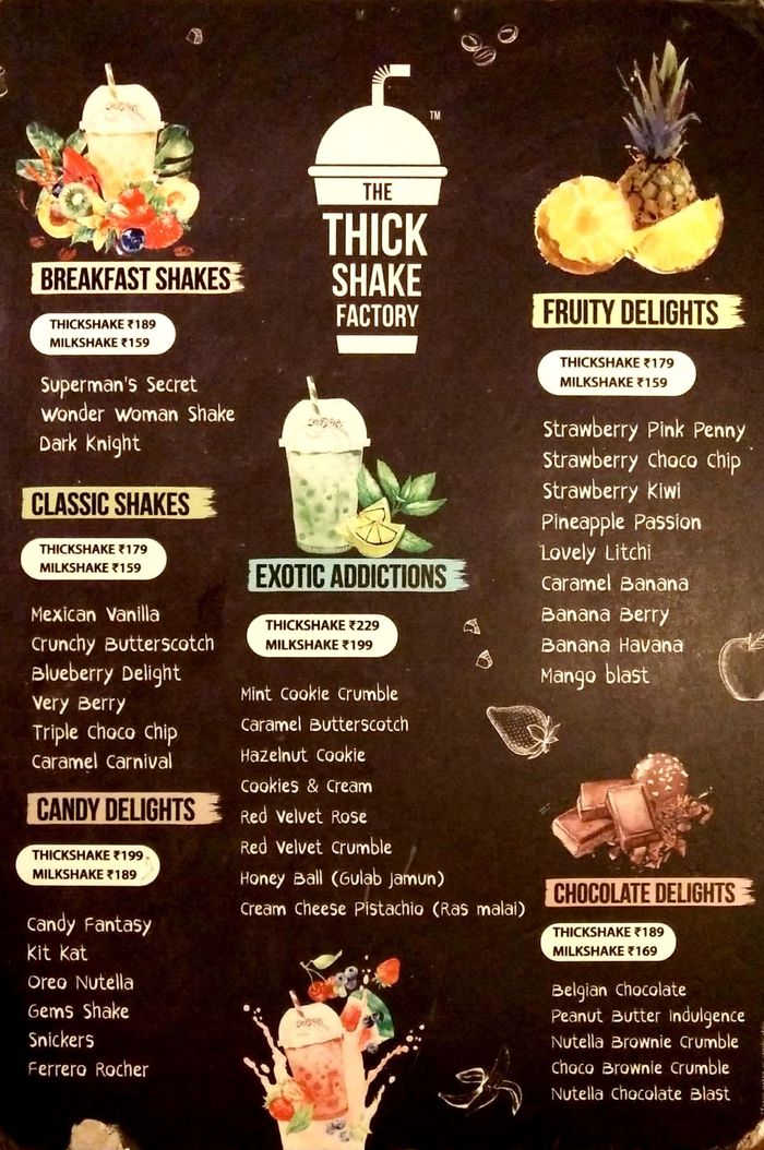 The Thickshake Factory Menu And Price List For Kilpauk Chennai Nearbuy Com