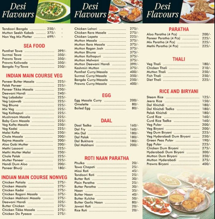 Desi Flavours Menu and Price List for Thane West, Thane | nearbuy.com