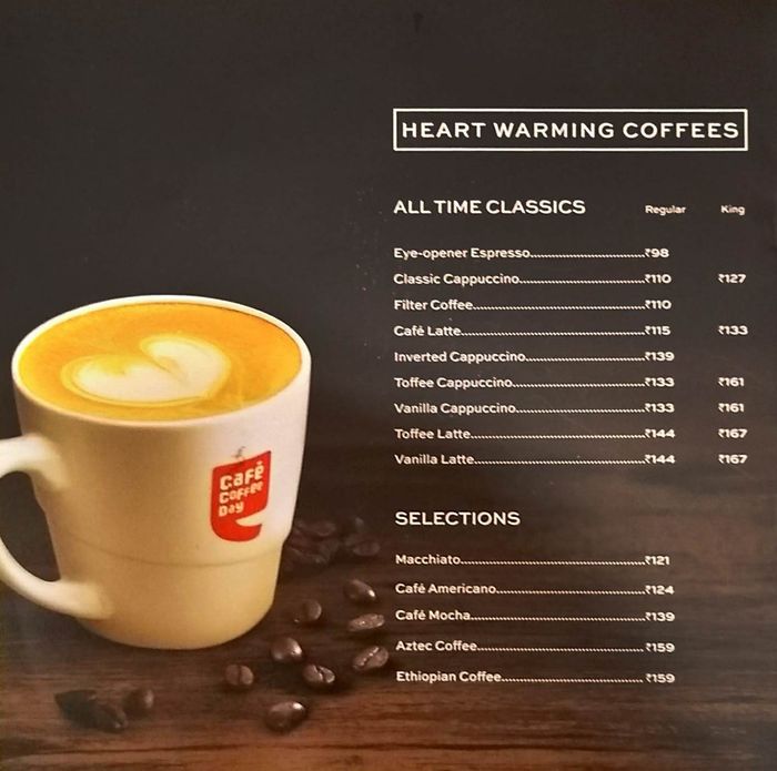 Cafe Coffee Day Menu and Price List for Panvel, Navi Mumbai