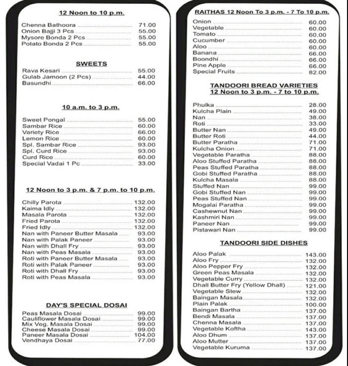 menu