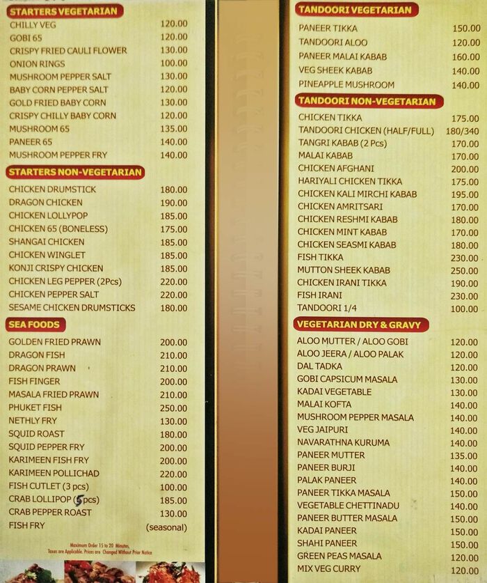 menu