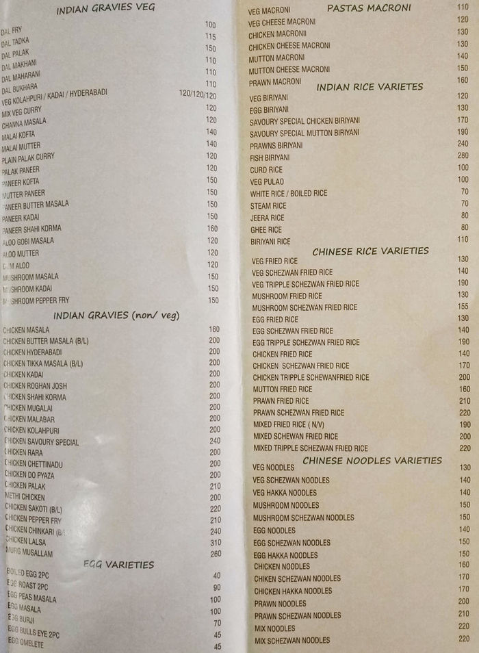 menu