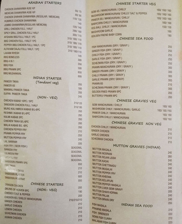 menu