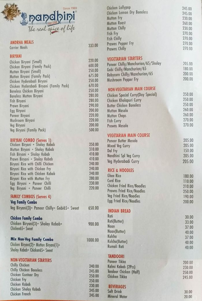 menu