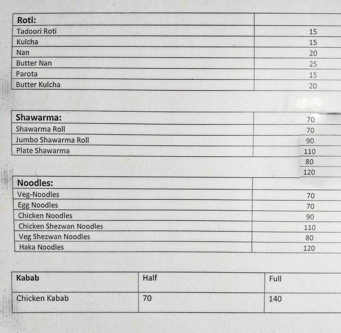 menu