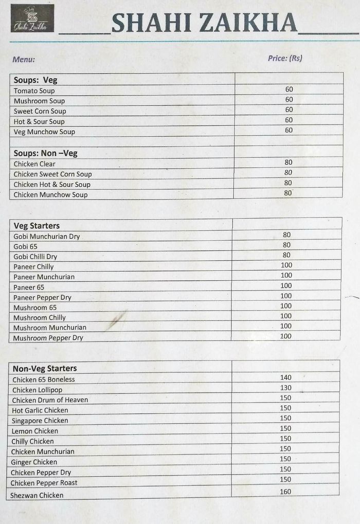 menu