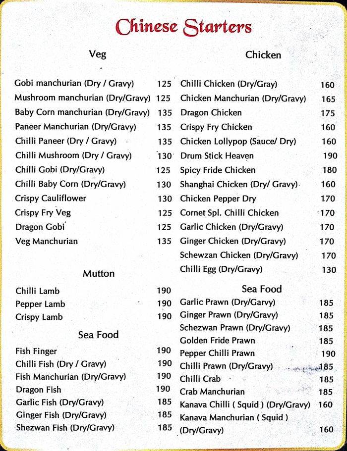 menu