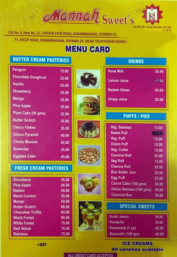 menu