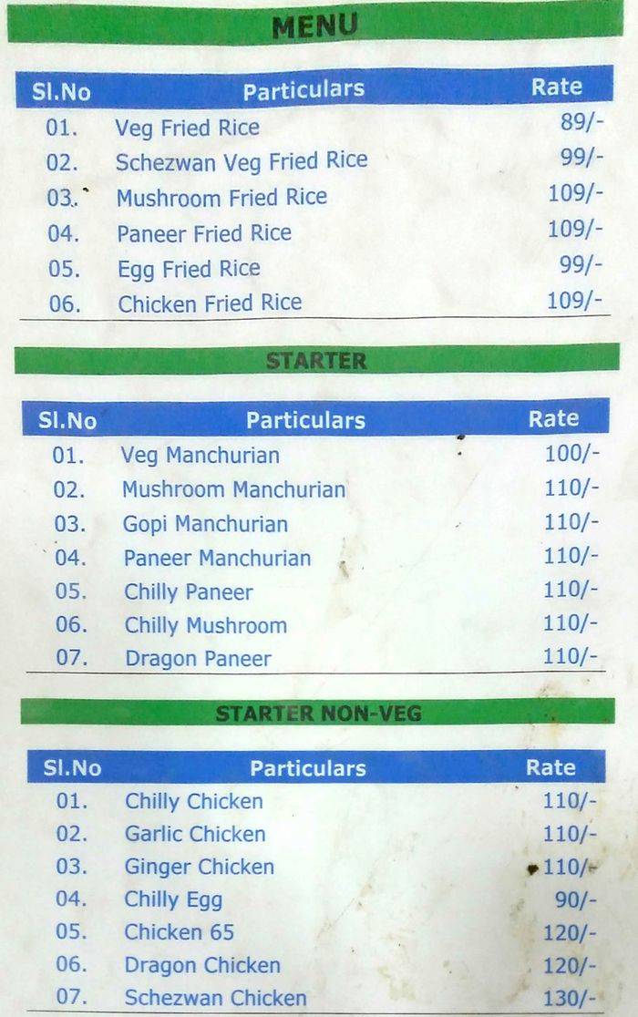 menu