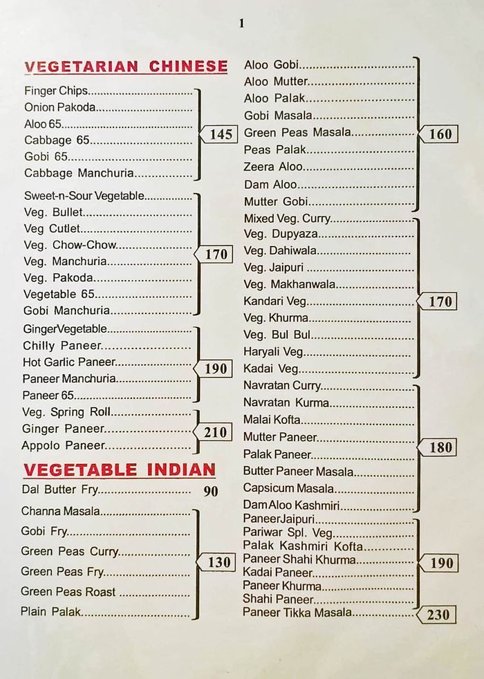 Pariwar Dhaba Aramghar Map Pariwar Dhaba Menu And Price List For Katedan Industrial Area, Hyderabad |  Nearbuy.com