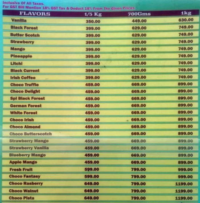 menu
