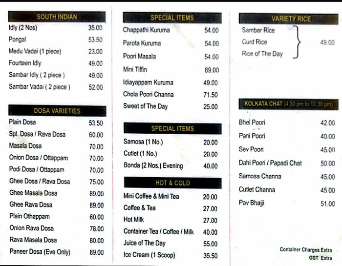 menu