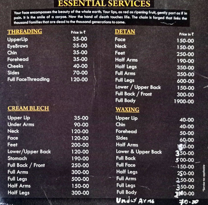 menu