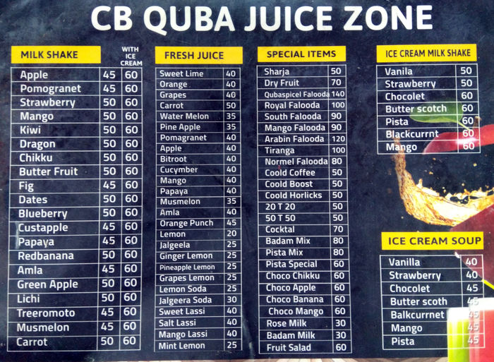 menu