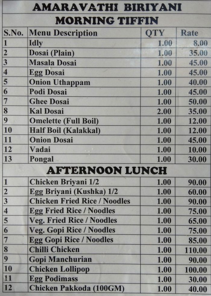 menu