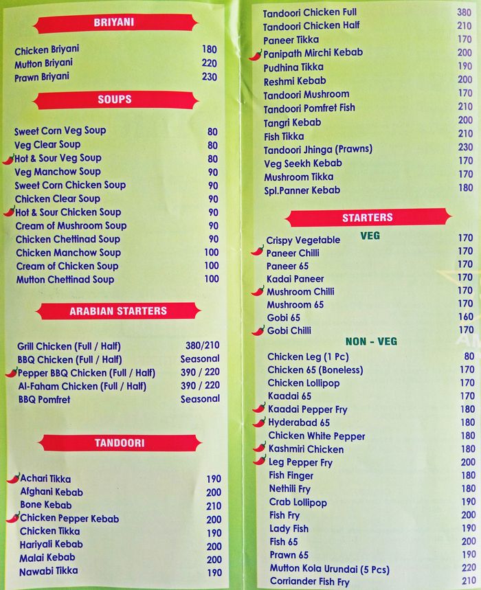 menu