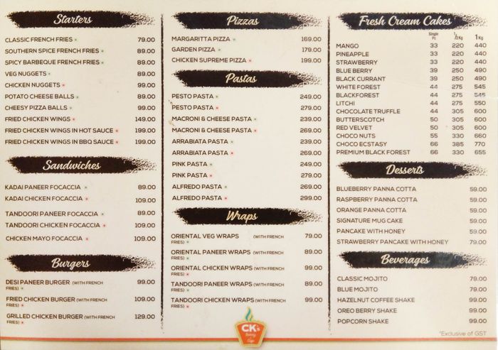 menu