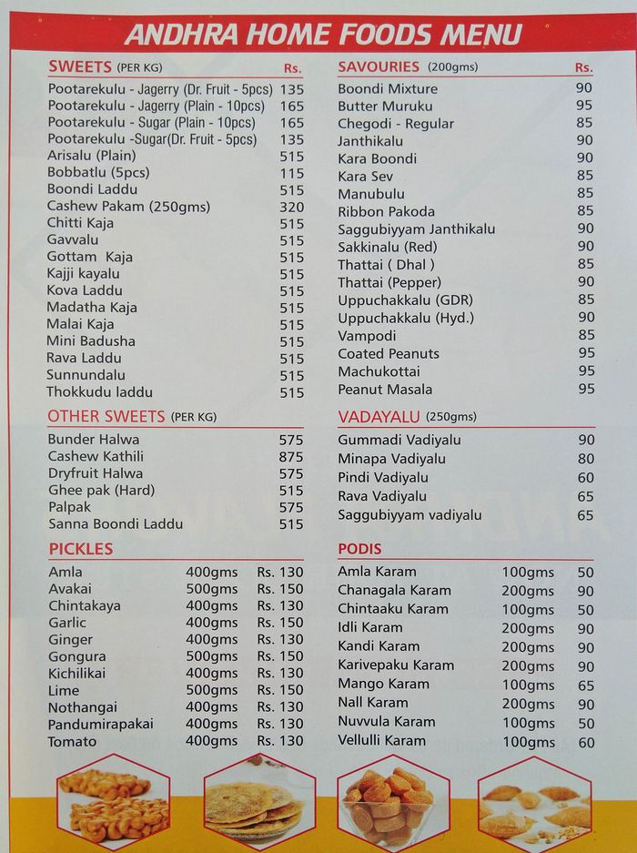 menu foods price list