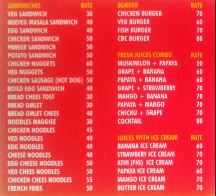 menu
