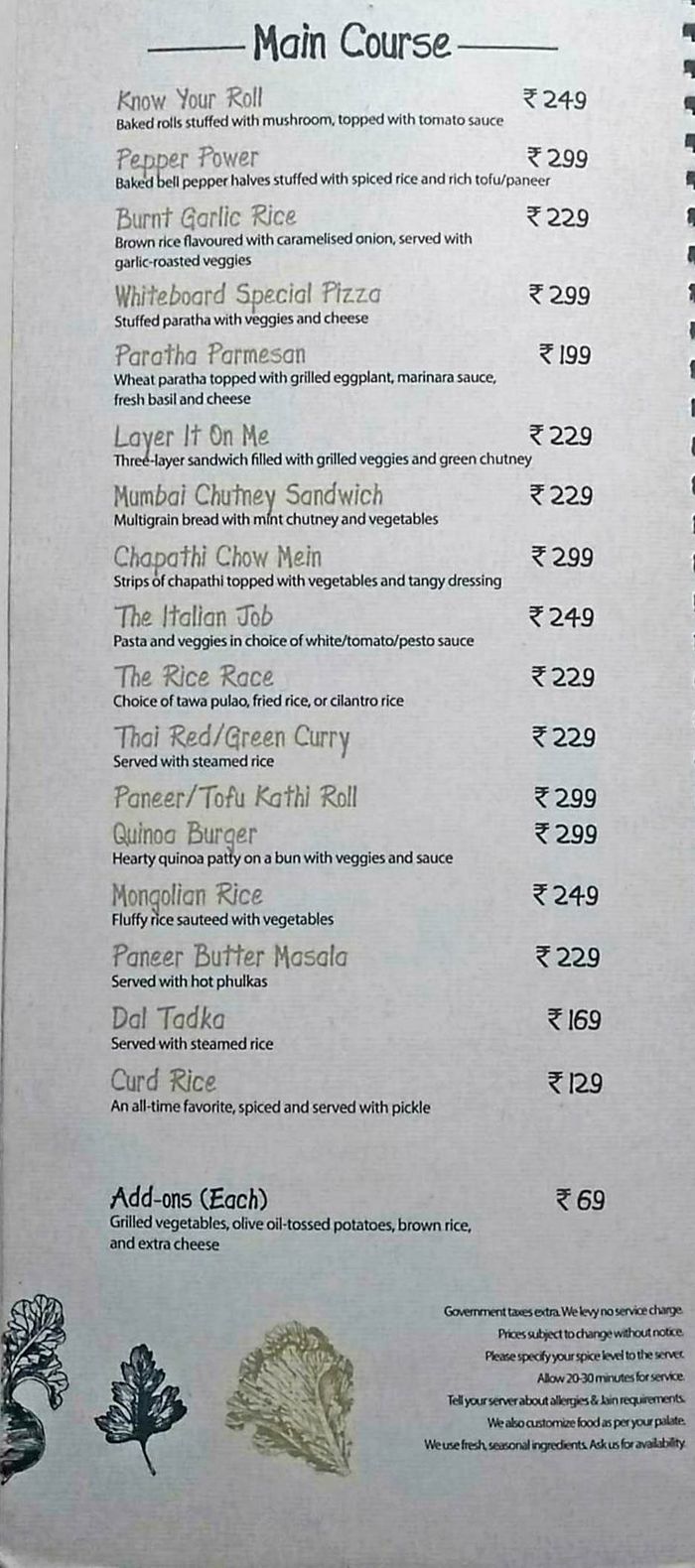 menu