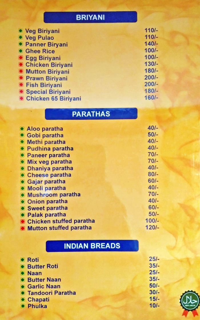 menu