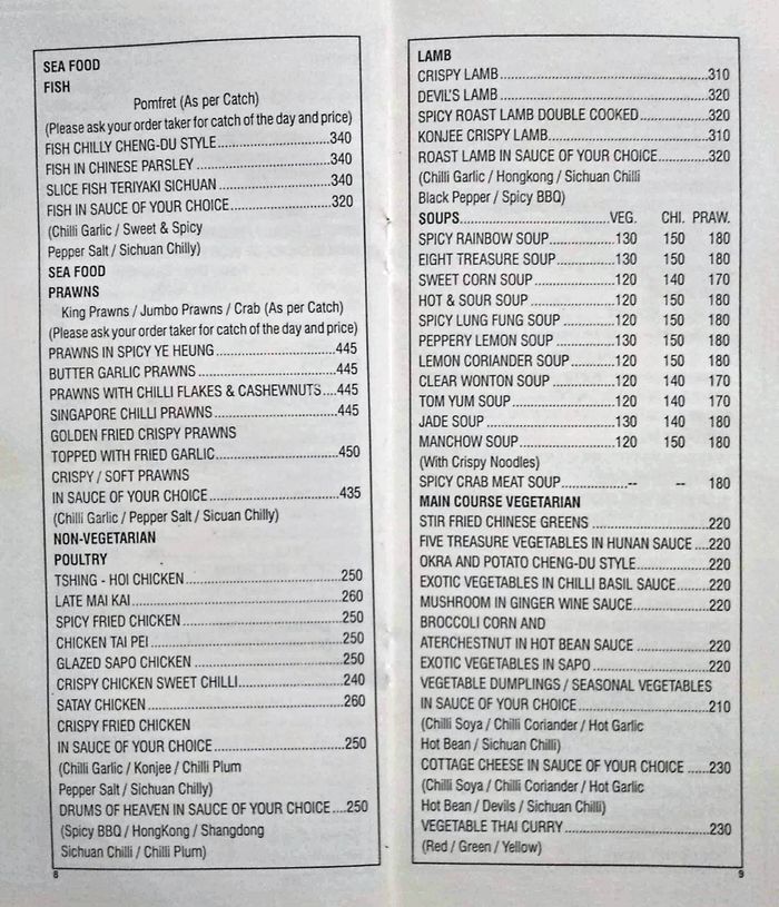 Spice Mantra Hotel Spencer Menu and Price List for Thane West, Thane