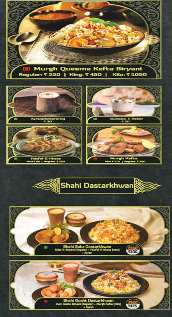 Behrouz Biryani Menu And Price List For Kaikondahalli Bengaluru