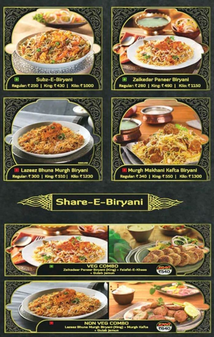 Behrouz Biryani Menu And Price List For Kaikondahalli Bengaluru