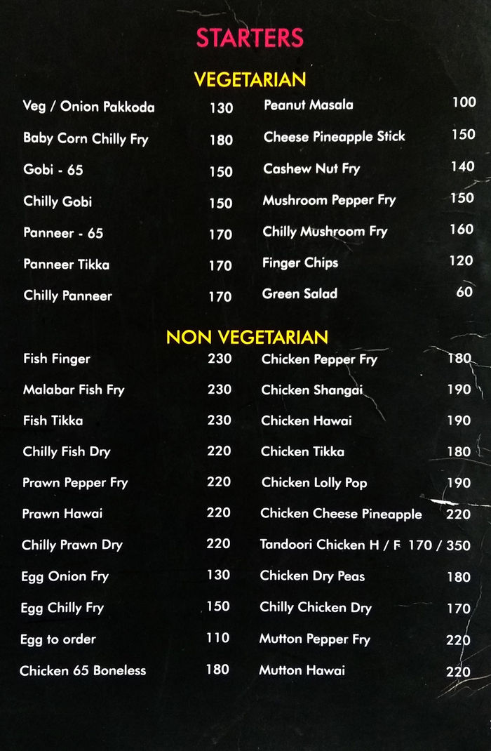 menu