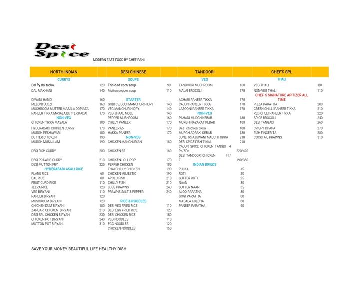 menu