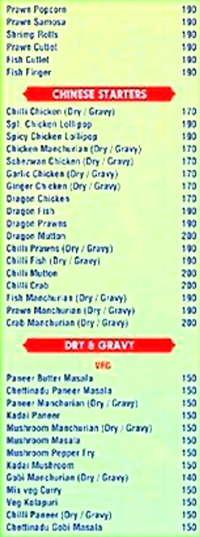 menu