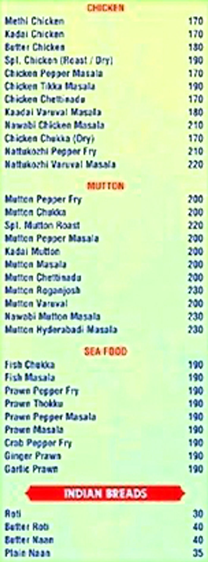 menu