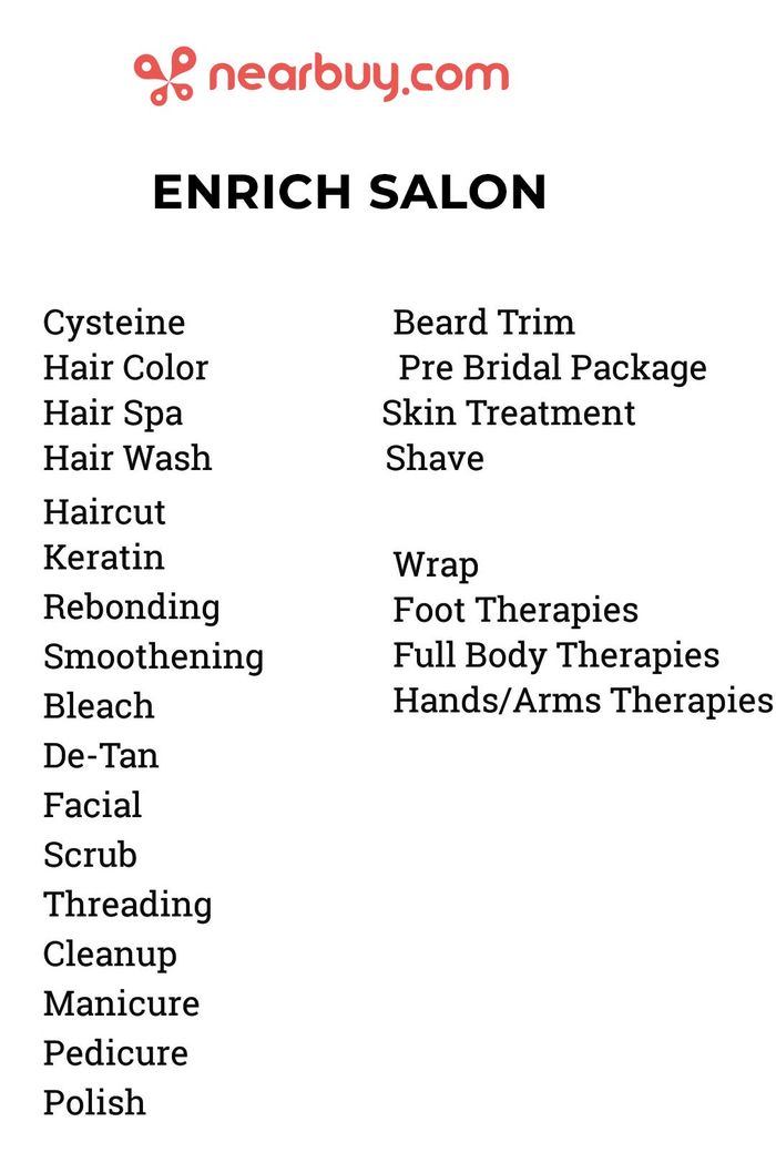 Enrich Salon Menu and Price List for Kharghar, Navi Mumbai 