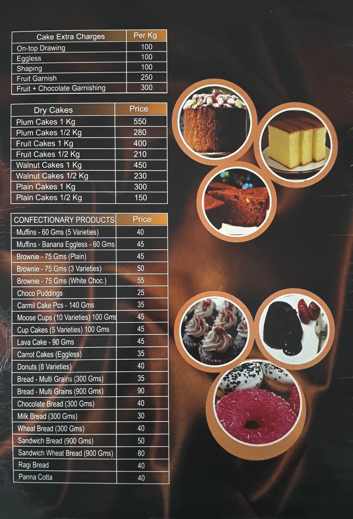 The Cakez Menu and Price List for Ramapuram, Chennai 