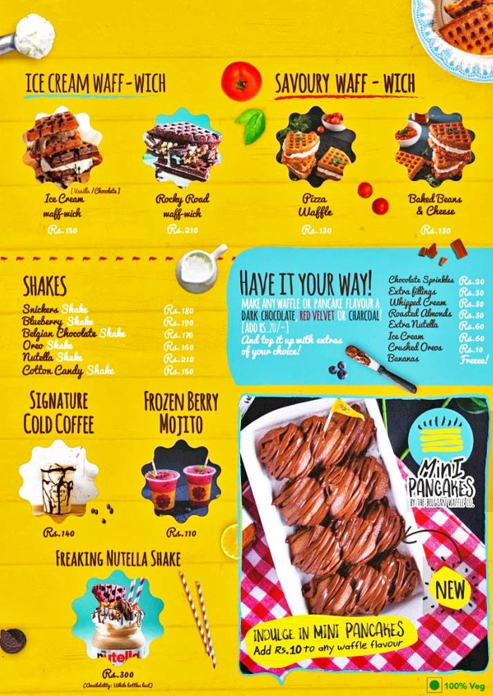 The Belgian Waffle Co. Menu and Price List for Ambattur, Chennai