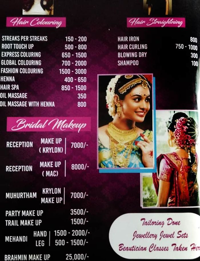 Friends Ladies Beauty Parlour Menu and Price List for Anakaputhur, Chennai  