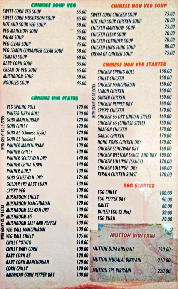 menu