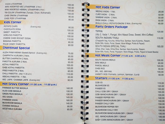 menu
