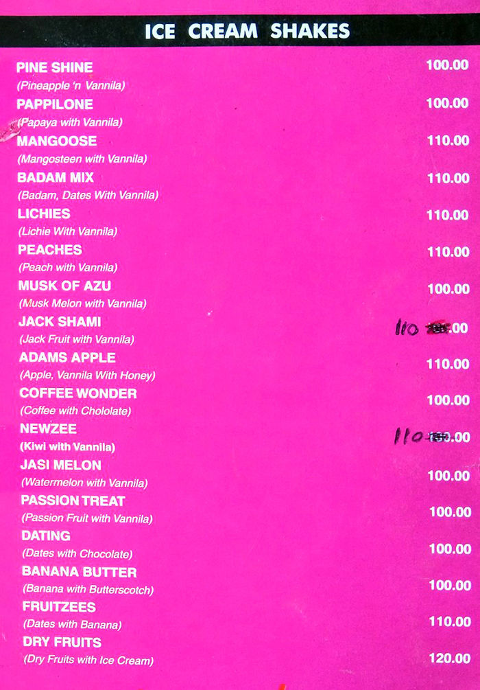 menu