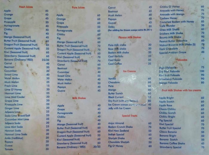 menu