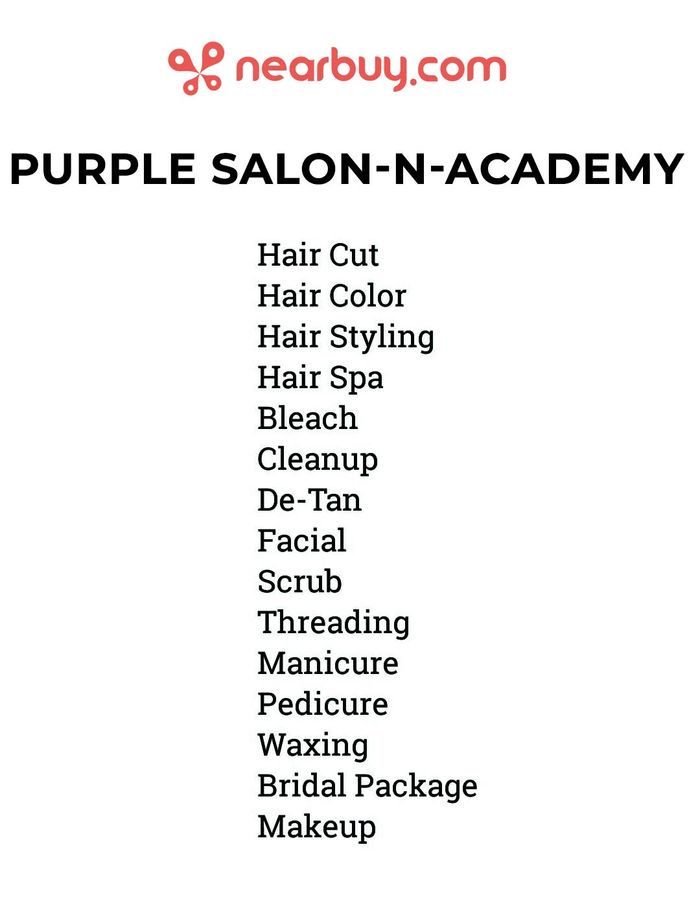Purple Salon-N-Academy Menu and Price List for Mira Bhayandar, Thane |  