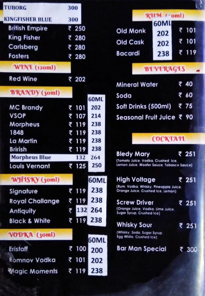 menu