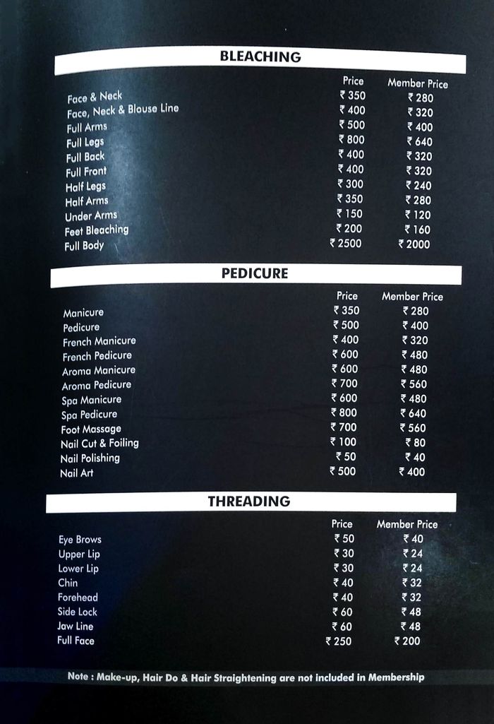 Apple Pro Unisex Salon Menu and Price List for Yellareddy Guda