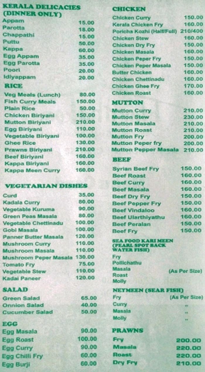 menu