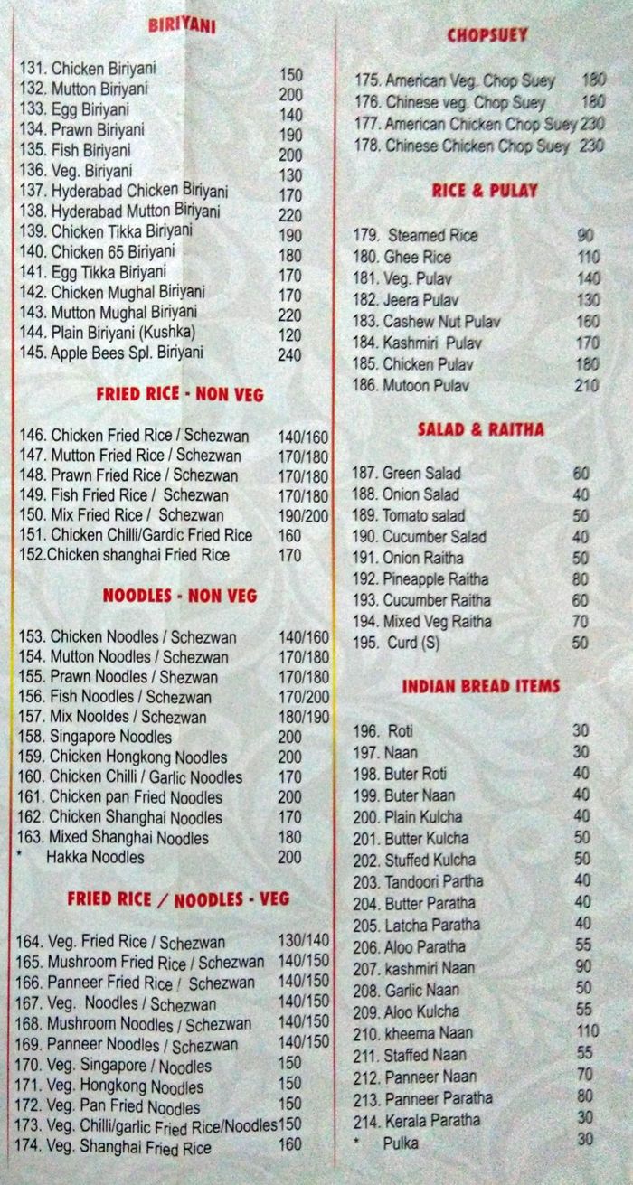 menu